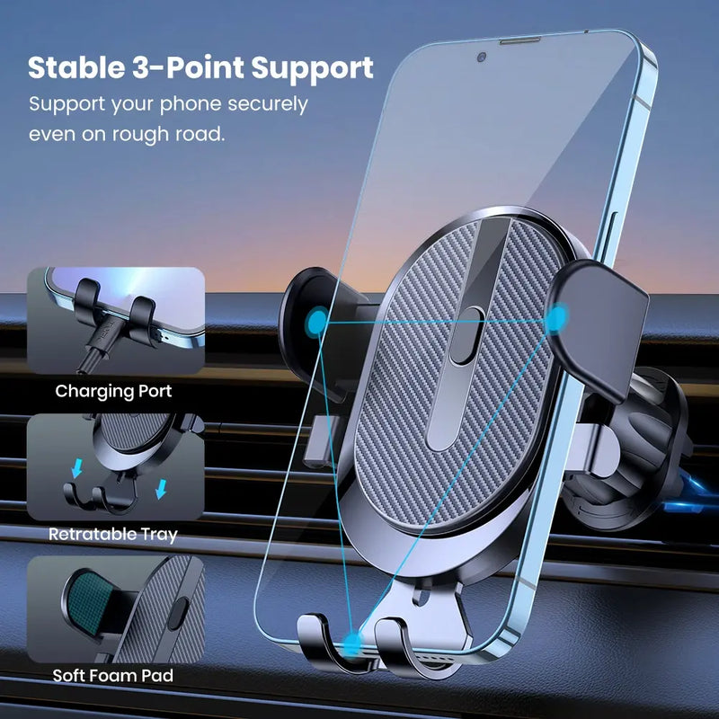 Solid Metal Car Air Vent Phone Holder With Gravity Sensor